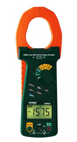 Extech 380926-NIST True RMS Clamp Meter with NIST Traceable Certificate, 2000A AC/DC